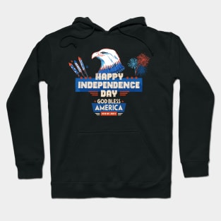 USA Bald Eagle 4th Of July Patriotic American Flag, fireworks, happy independence day God Bless America Hoodie